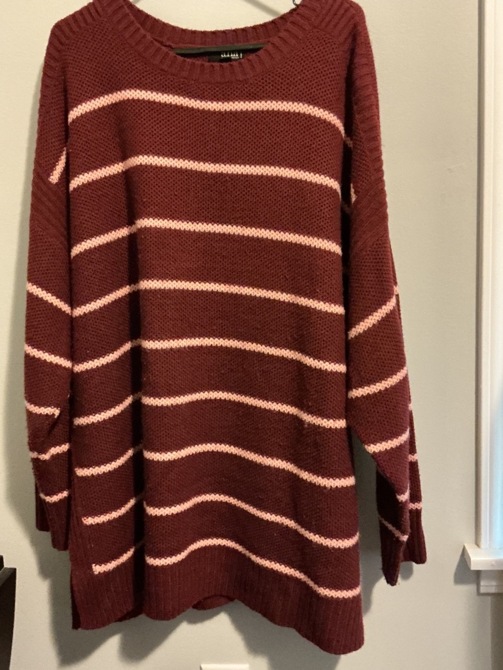 Plus Size Striped Sweater Maroon and Pink
